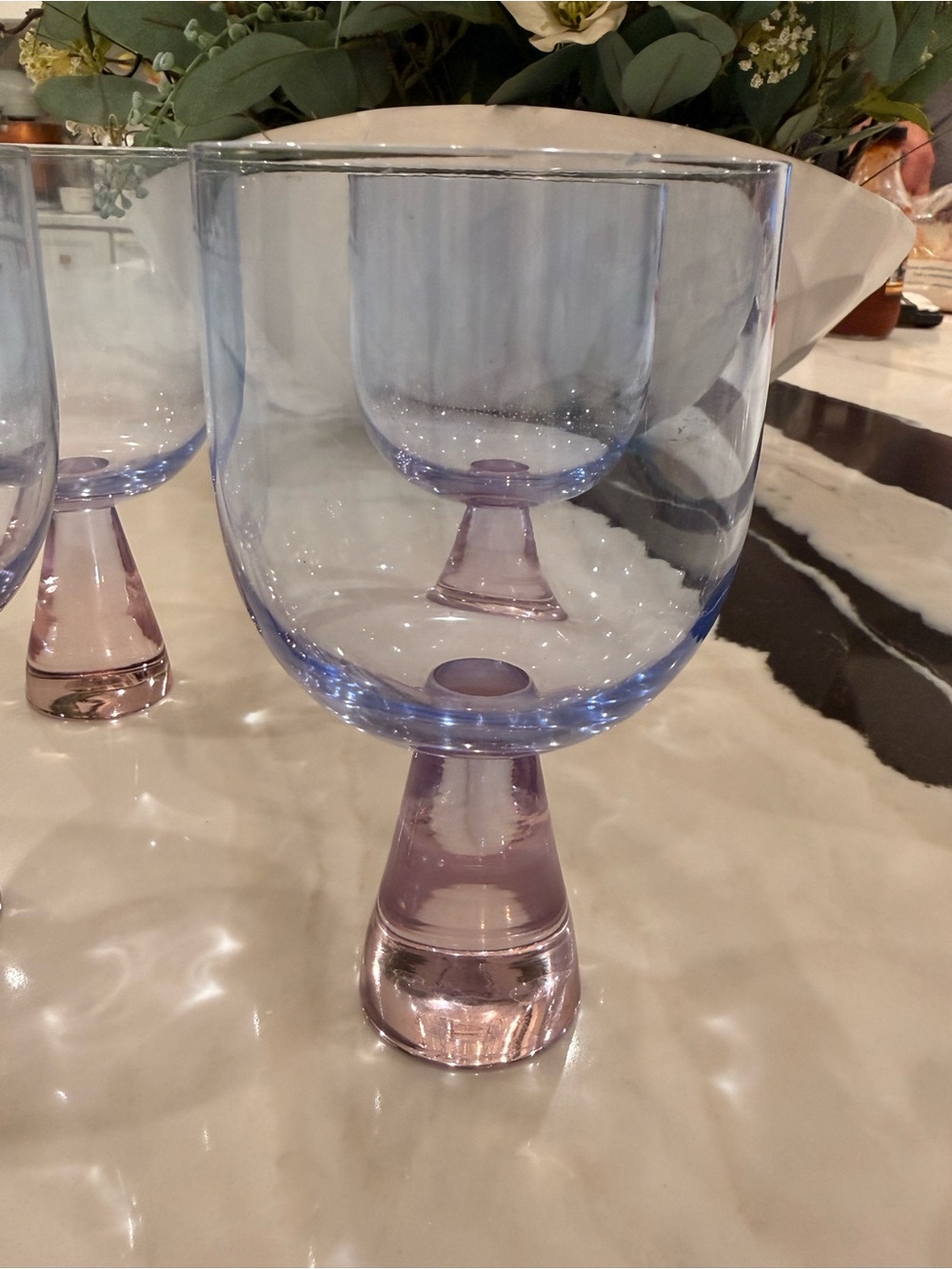 Anthropologie Periwinkle & Lavender Goblets | Set of 4 Colored Stemmed Glasses - Picture 3 of 3